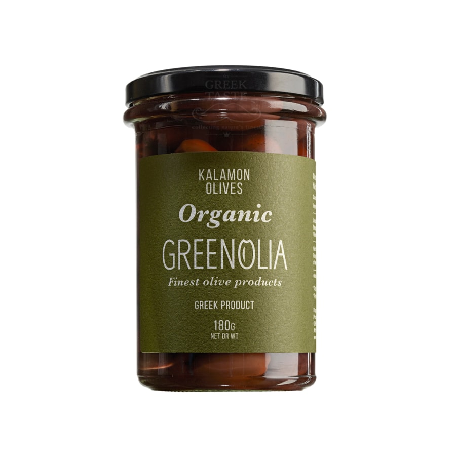 Greek Organic Kalamon Olives Greenolia - 180gr