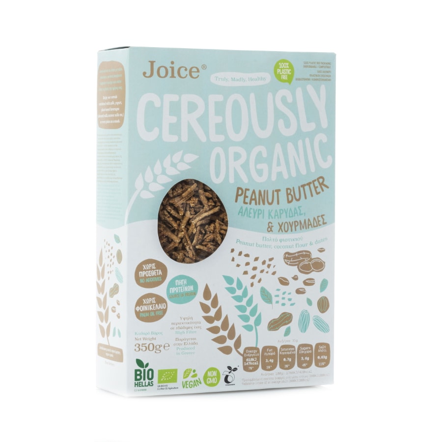 Βιολογικά Δημητριακά με Φιστικοβούτυρο, Αλεύρι Καρύδας & Χουρμάδες - Joice Foods - 350g