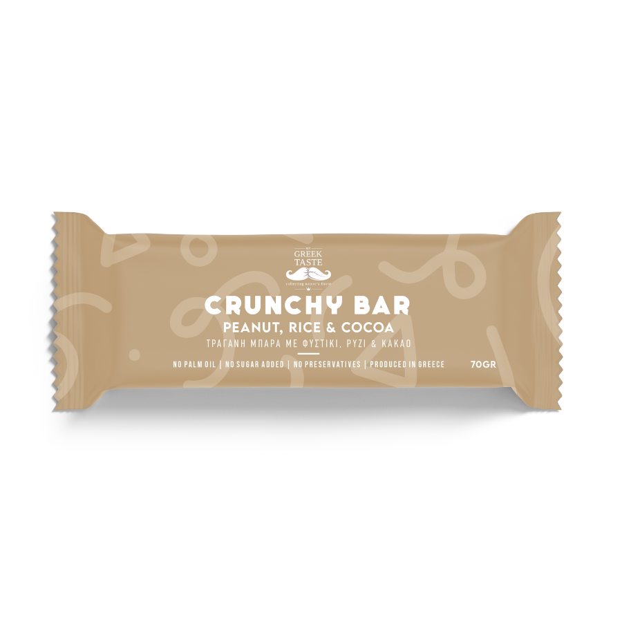 Crunchy Peanut Bar with Rice & Cocoa - myGreekTaste - 70gr