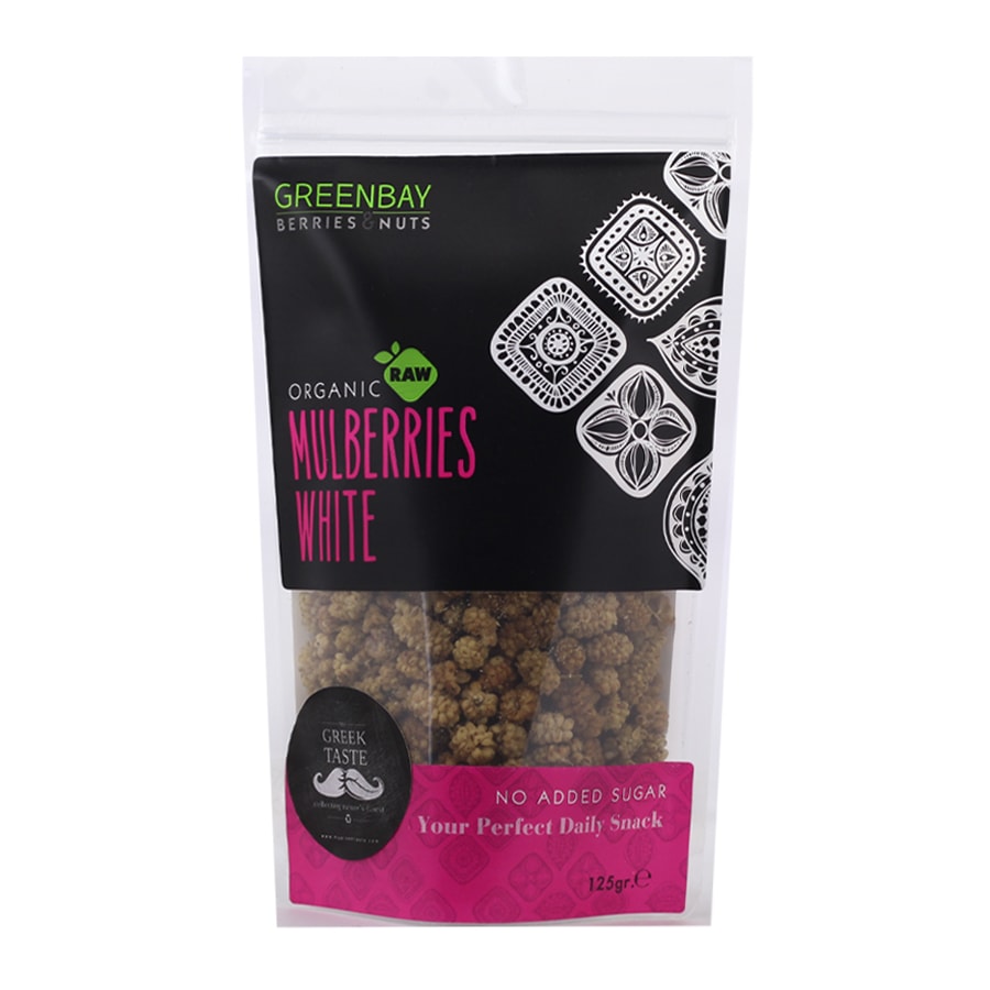 Organic Sugar Free Dried White Mulberries - GreenBay - 125gr