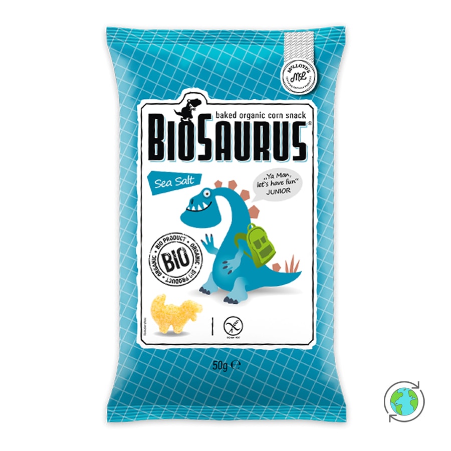 Organic Baked Corn Snack with Sea Salt, Biosaurus - Mclloyd's - 50g