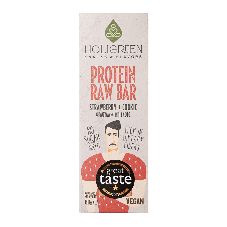 Handmade Strawberry Biscuit Protein Raw Bar - Holigreen - 60gr