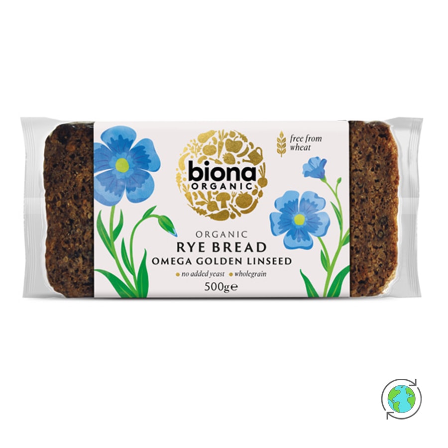 Organic Rye Bread with Chia & Flax Seed - Biona Organic - 500gr