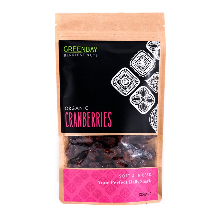 Organic Sugar Free Dried Cranberries - GreenBay - 125gr