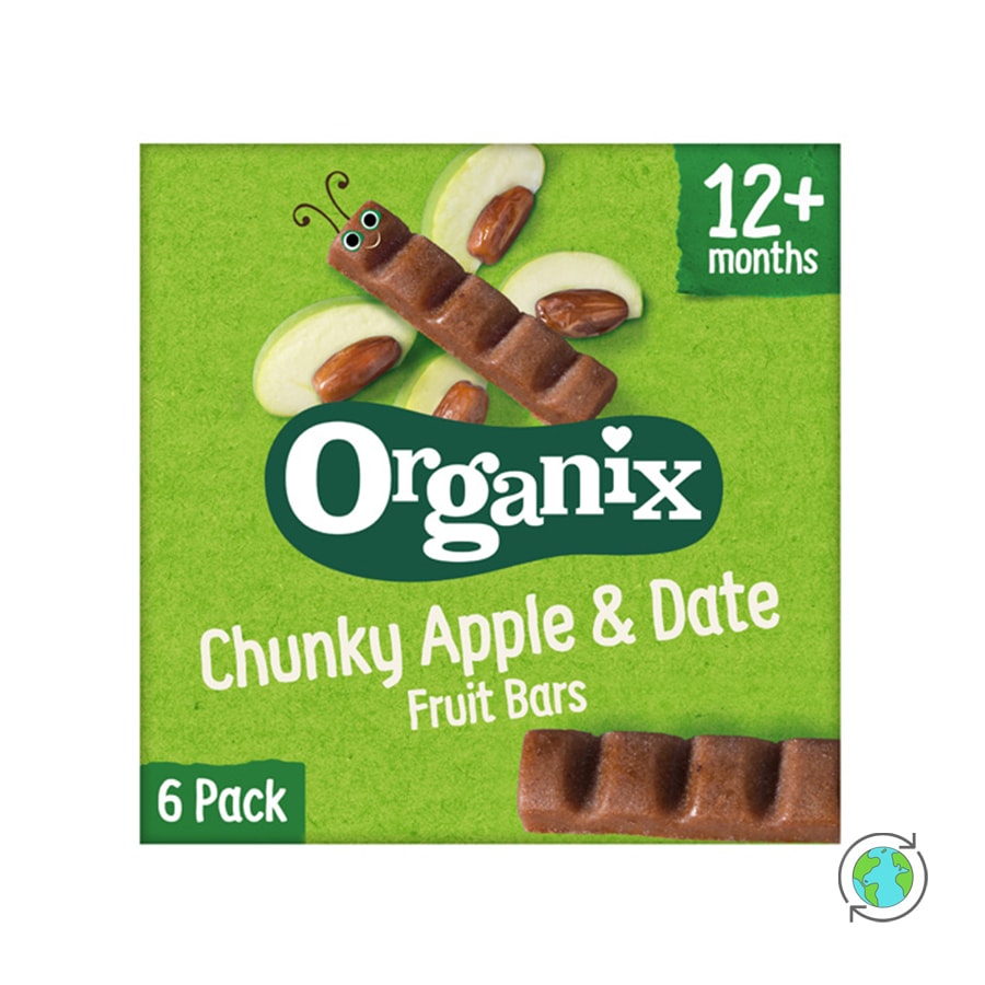 Βιολογικές Μπάρες Φρούτων Μήλο & Χουρμάς (12μ+) - Organix - 102gr