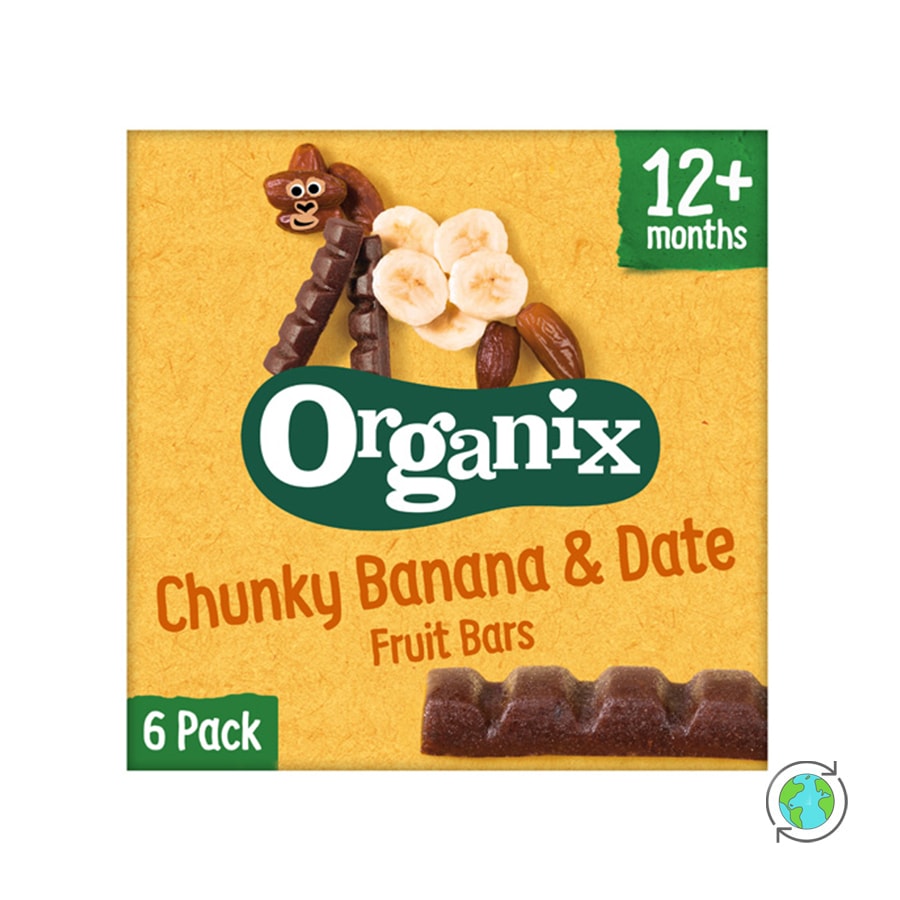 Βιολογικές Μπάρες Φρούτων Μπανάνα & Χουρμάς (12μ+) - Organix - 102gr