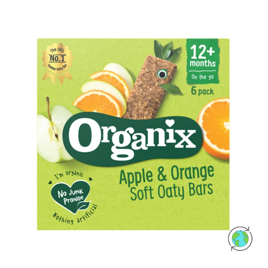 Βιολογικές Μπάρες Βρώμης Μήλο & Πορτοκάλι (12μ+) - Organix - 180gr
