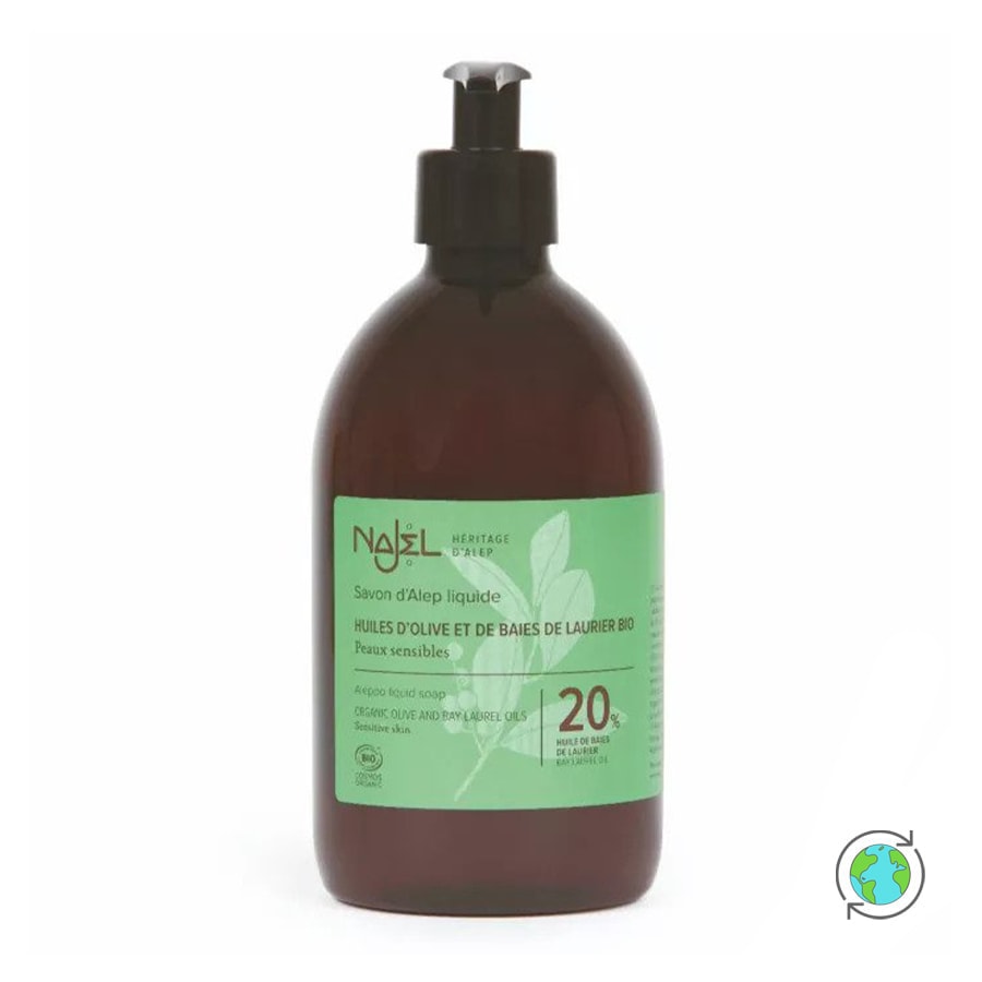 Aleppo Liquid Soap with Olive & 20% Bay Laurel Oil - Najel - 500ml