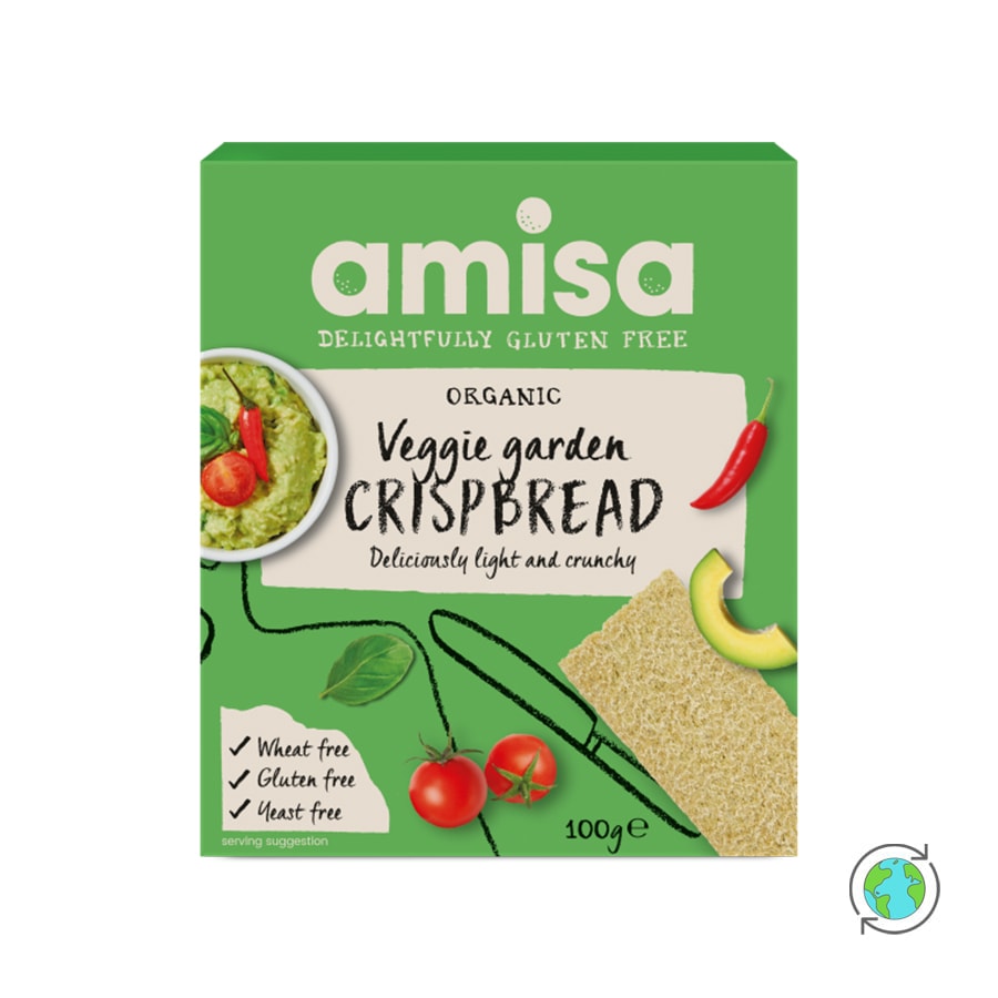 Organic Gluten Free Veggie Garden Crispbread - Amisa - 100gr