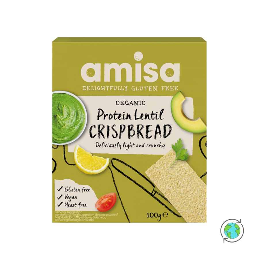 Originally from Asia and North Africa, the lentil plant belongs to the legume family and is one of our oldest sources of food. Enjoy Amisa Protein and Lentil Crispbreads with your favourite savoury or sweet topping - for breakfast, lunch or as a snack. For convenience and optimum freshness our crispbreads come to you in individual snack packs.