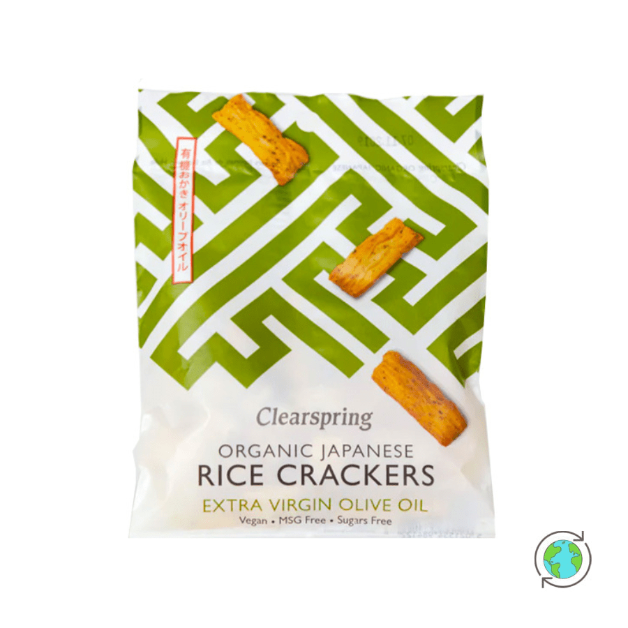 Organic Japanese Rice Crackers with Extra Virgin Olive Oil - Clearspring - 50g