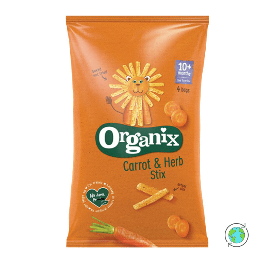Πολυσυσκευασία Σνακ Καλαμποκιού με Καρότο 'Carrot & Herb Stix' (10μ+) - Organix - (4x15gr)