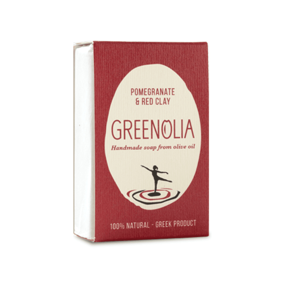 Greek Handmade Soap from Olive Oil with Pomegranate & Red Clay - Greenolia - 100gr
