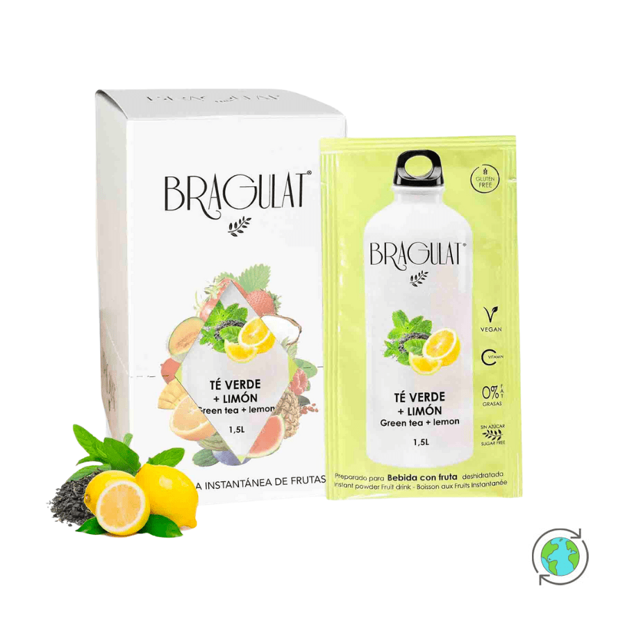 Green Tea Lemon Sugar Free Instant Drink in a Sachet with Vitamin C - Bragulat - 8g