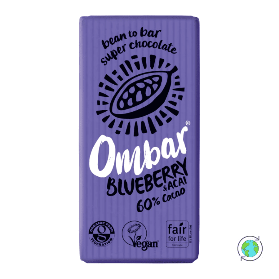Organic Chocolate 60% Blueberry & Acai - Ombar - 35gr