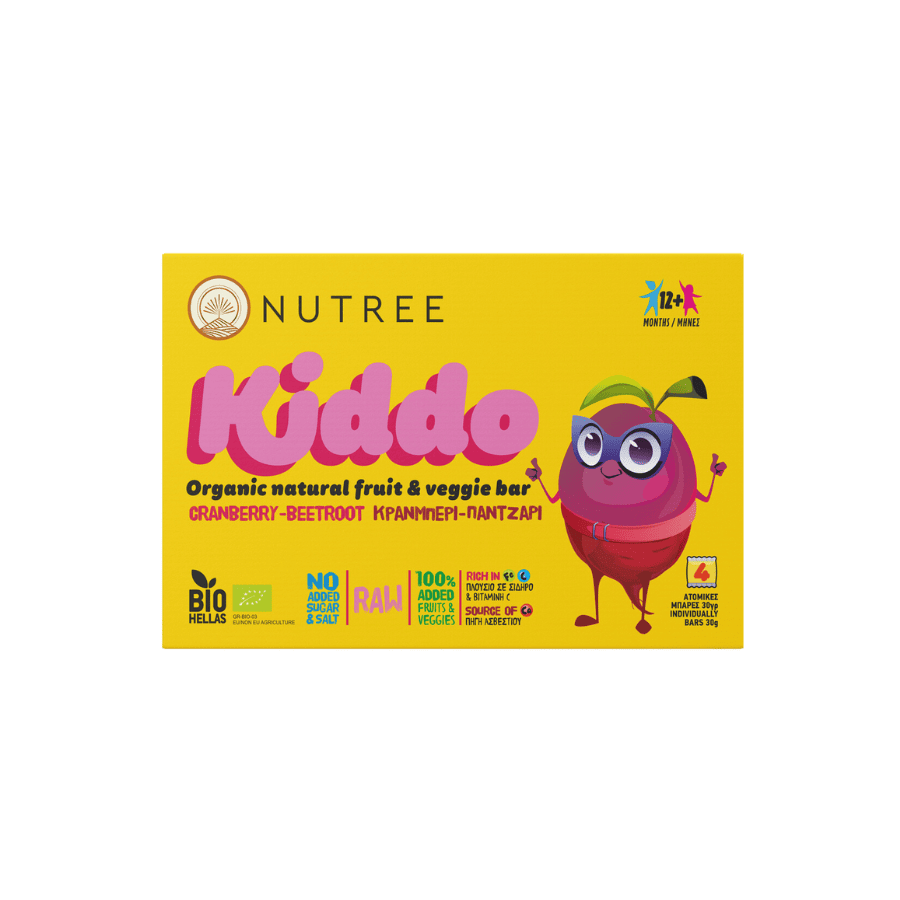 Kiddo Βιολογικό Παιδικό Snack με Κράνμπερι & Παντζάρι (12+) - Nutree - 4x30g