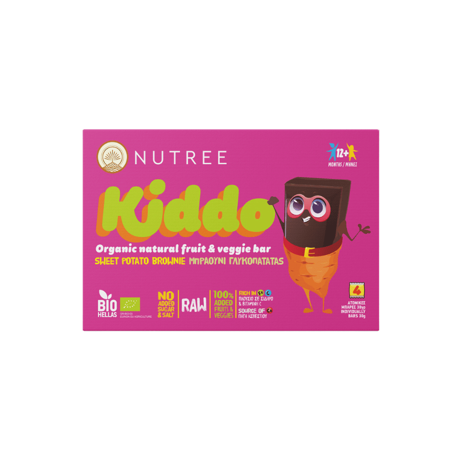 Kiddo Βιολογικό Παιδικό Snack με Brownie Γλυκοπατάτας (12+) – Nutree – 4x30g