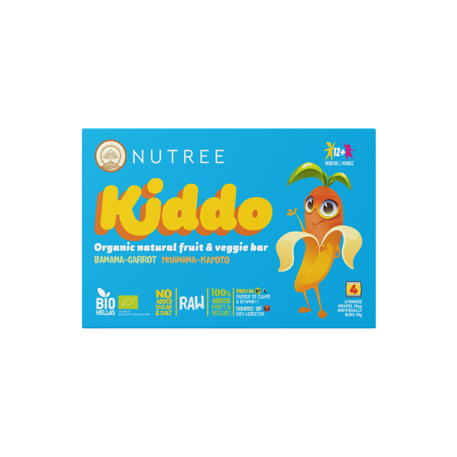 Kiddo Βιολογικό Παιδικό Snack με Μπανάνα & Καρότο (12+) – Nutree – 4x30g