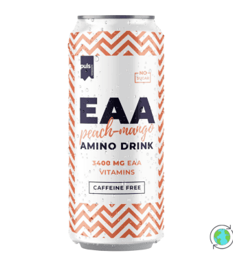 Amino Ανθρακούχο Ποτό χωρίς Καφεΐνη EAA Ροδάκινο & Μάνγκο - Puls Nutrition - 330ml